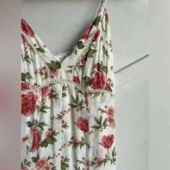 American Eagle White Pink floral jump Suit Romper Wide legged Boho size 2 - Picture 6 of 12